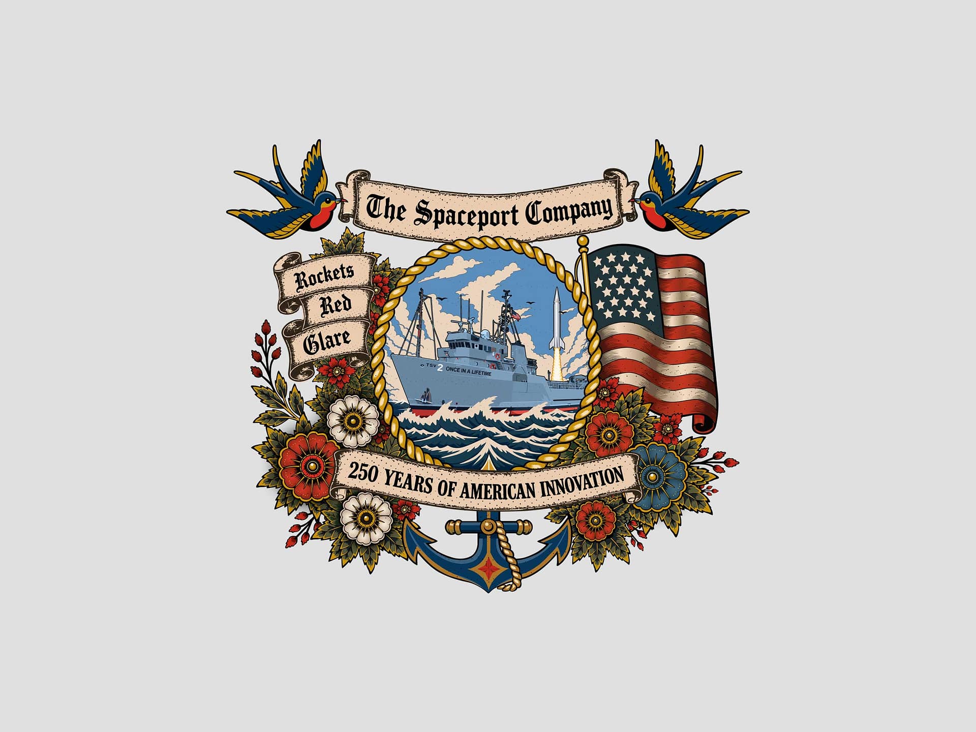 The Spaceport Company celebrates 250 years of American innovation- shirt design